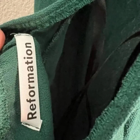 New Reformation Filippa Halter Neck Dress Sycamore Size 12 B241 - Picture 6 of 7